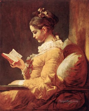  leyendo Pintura - Una joven leyendo a Jean Honoré Fragonard